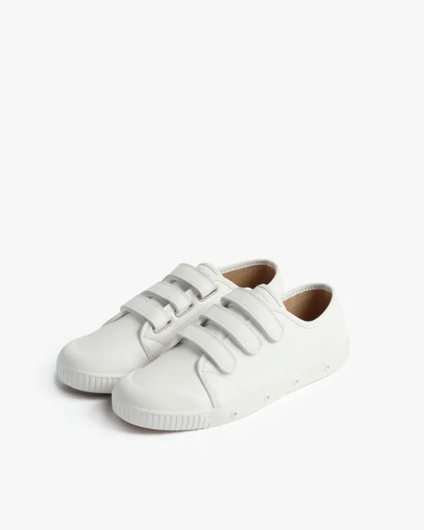 White low-top trainers in nappa leather