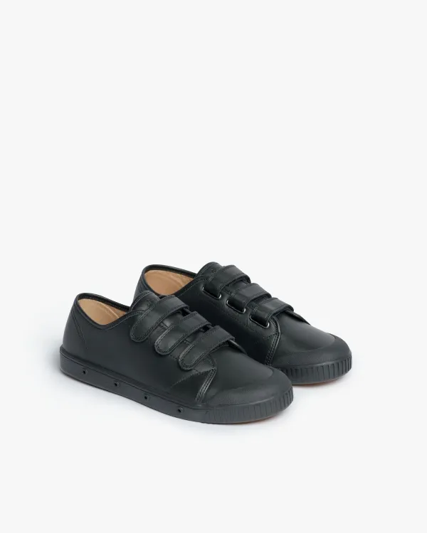 Black low top trainers in nappa leather