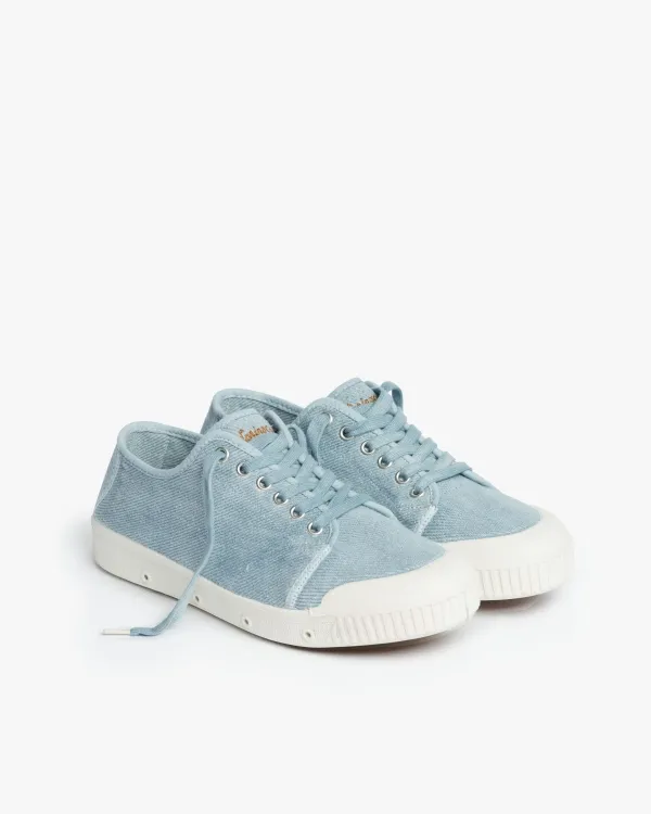 Light blue cotton twill canvas trainers