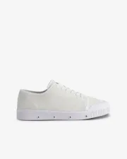 Low top white leather suede trainer