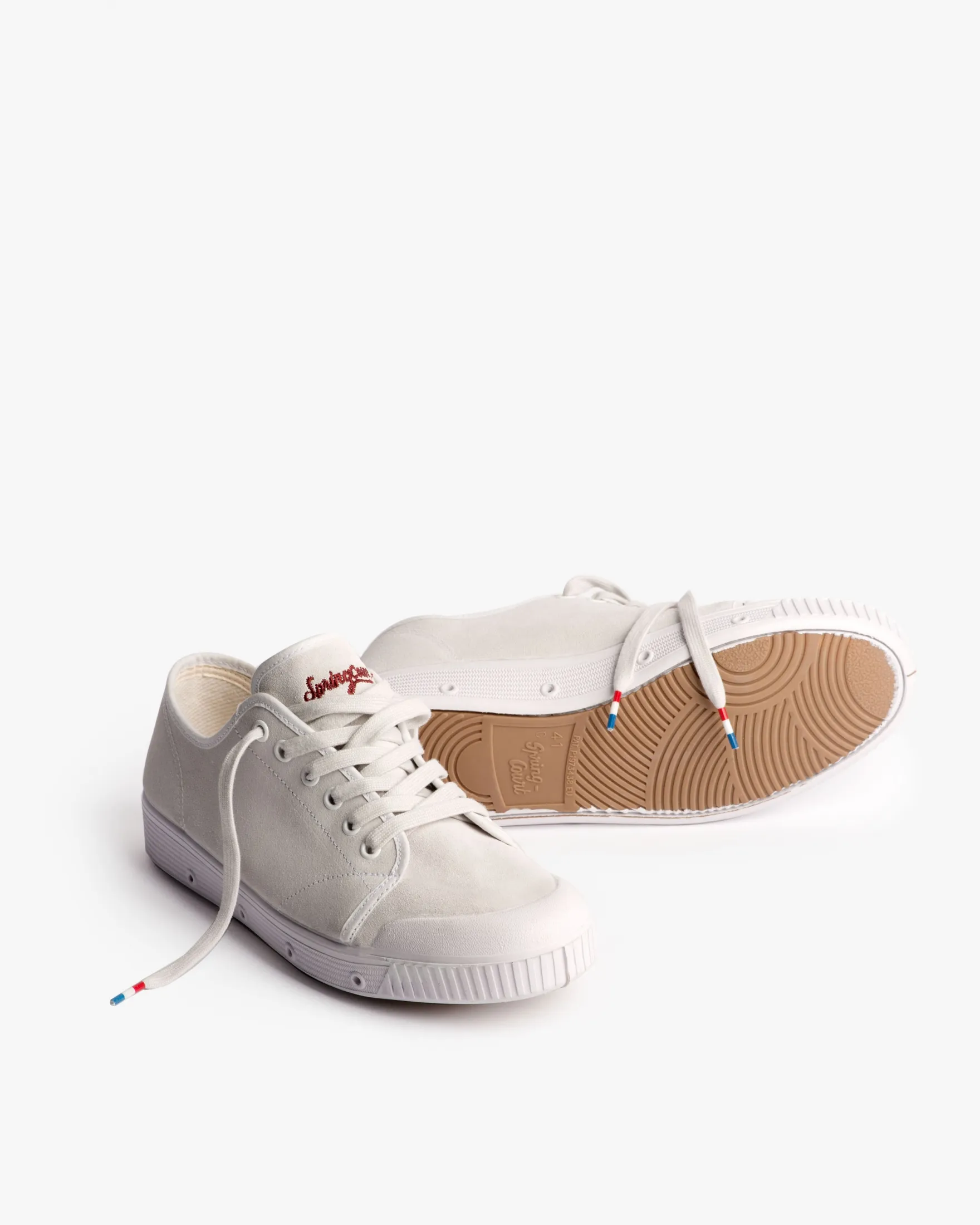 White leather suede trainer