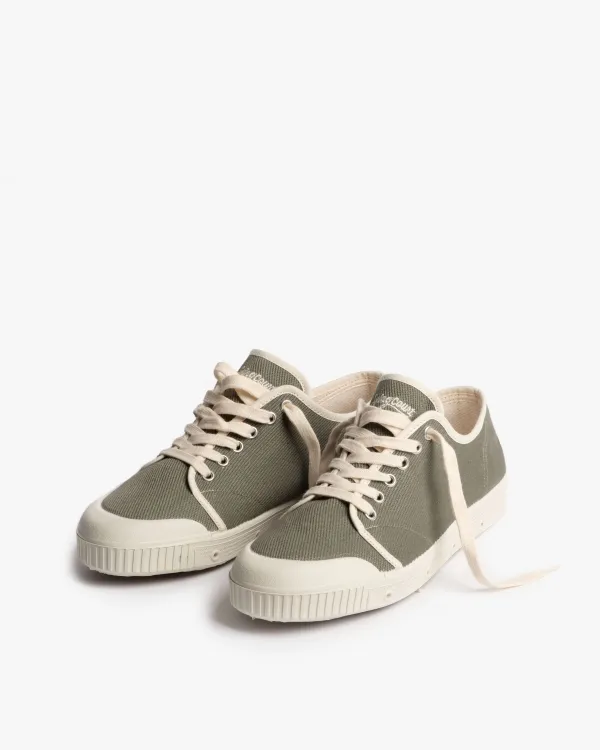 Low top green heavy twill trainer