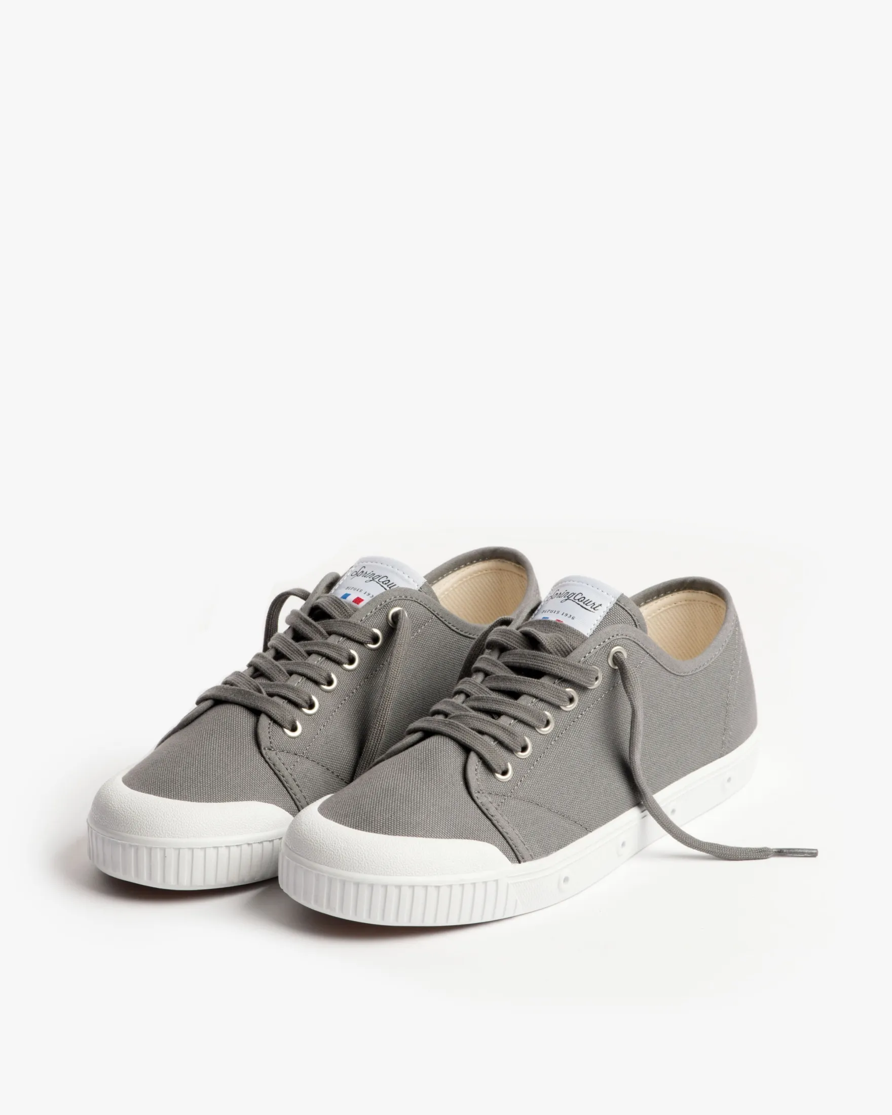 Grey canvas high top trainers