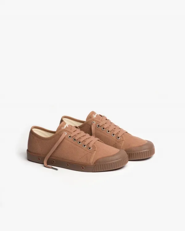 Brown low top canvas trainers