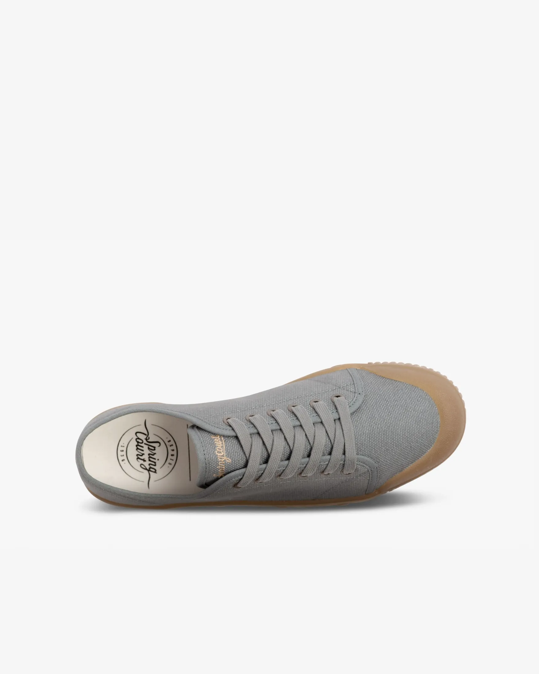 Blue grey cotton canvas low top trainers