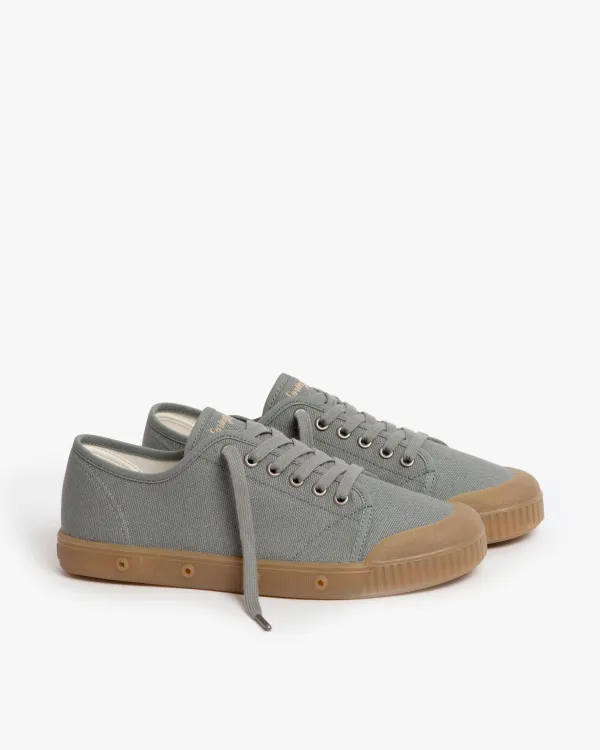 Blue grey low top canvas trainers