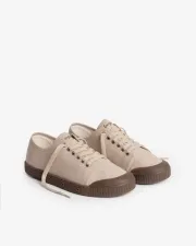 Taupe low top canvas trainers