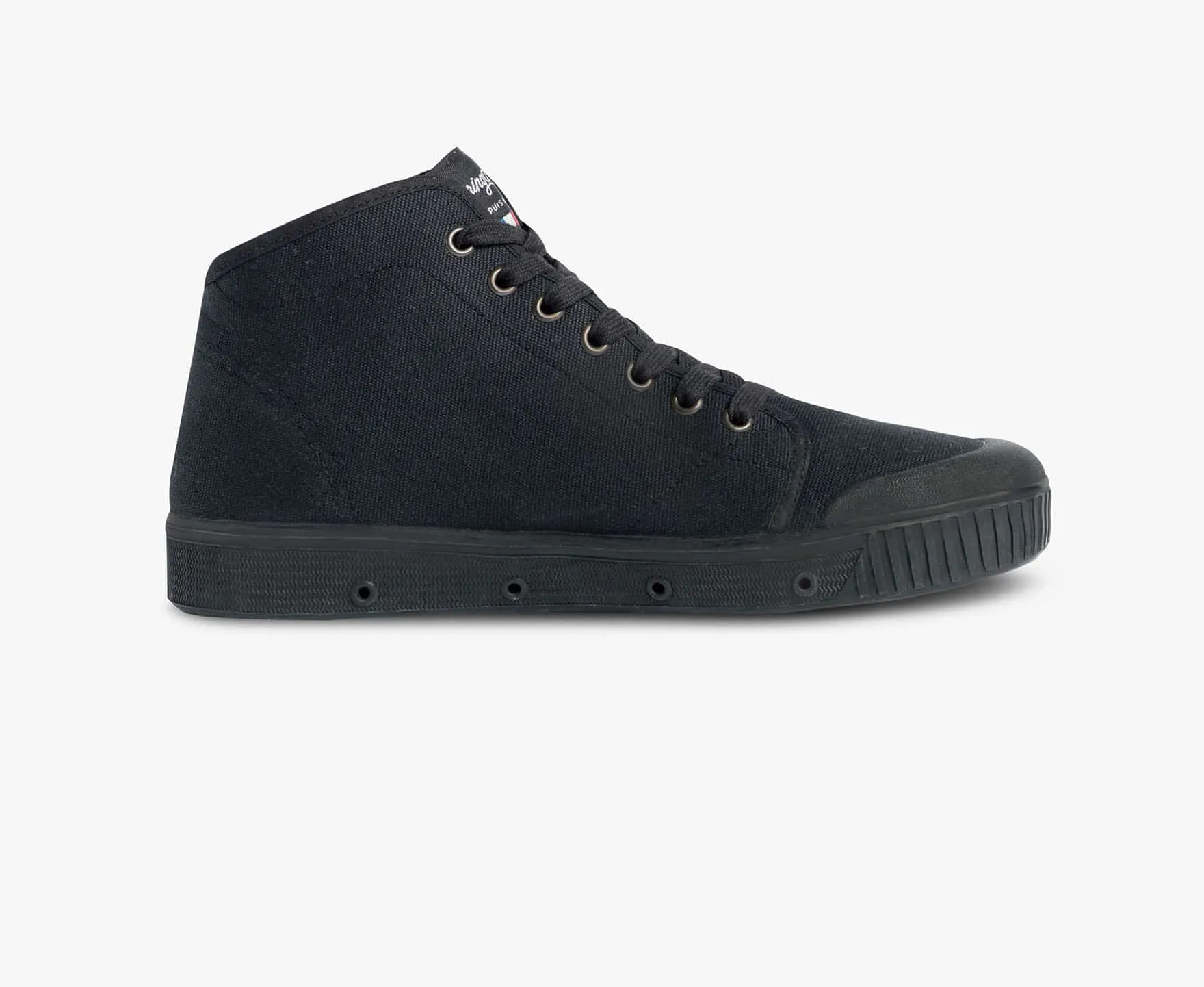 high top trainer in black cotton canvas