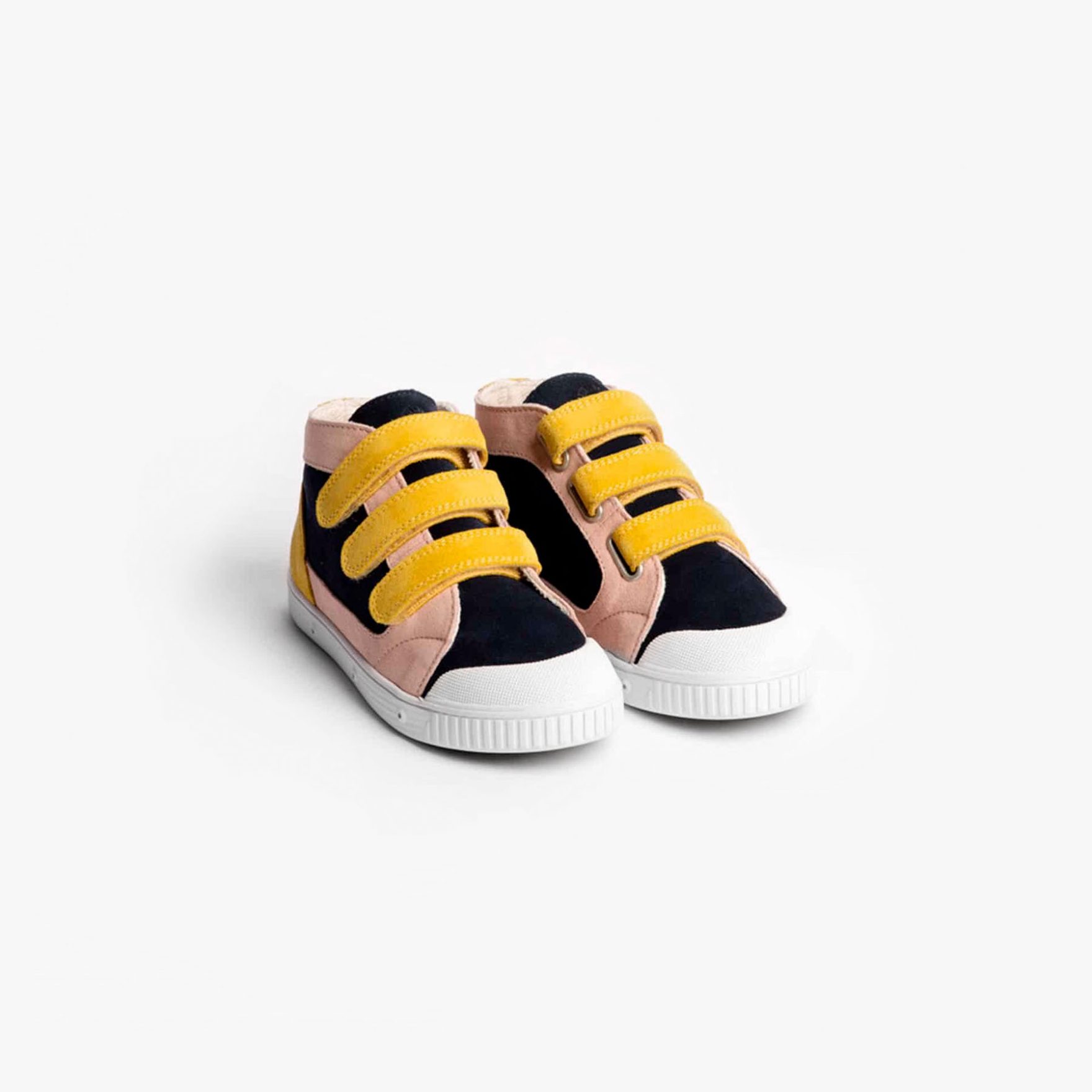 Basket en cuir enfant M2 x Bonton rose et jaune Spring Court