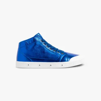 La basket bleu métallisé en cuir de Spring Court