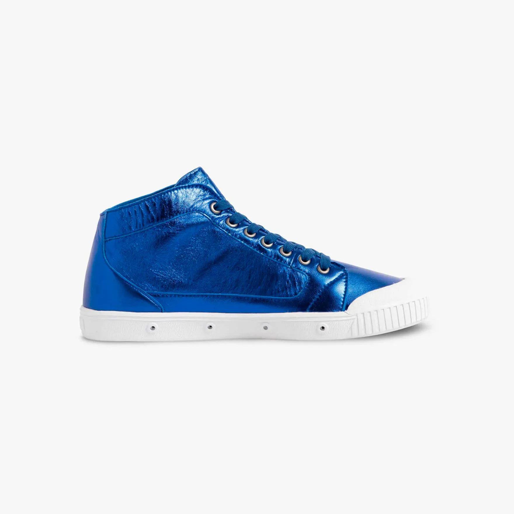 La basket bleu métallisé en cuir de Spring Court