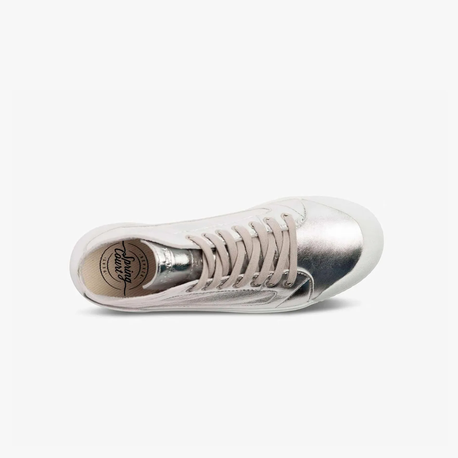 La basket gris métallisé en cuir de Spring Court