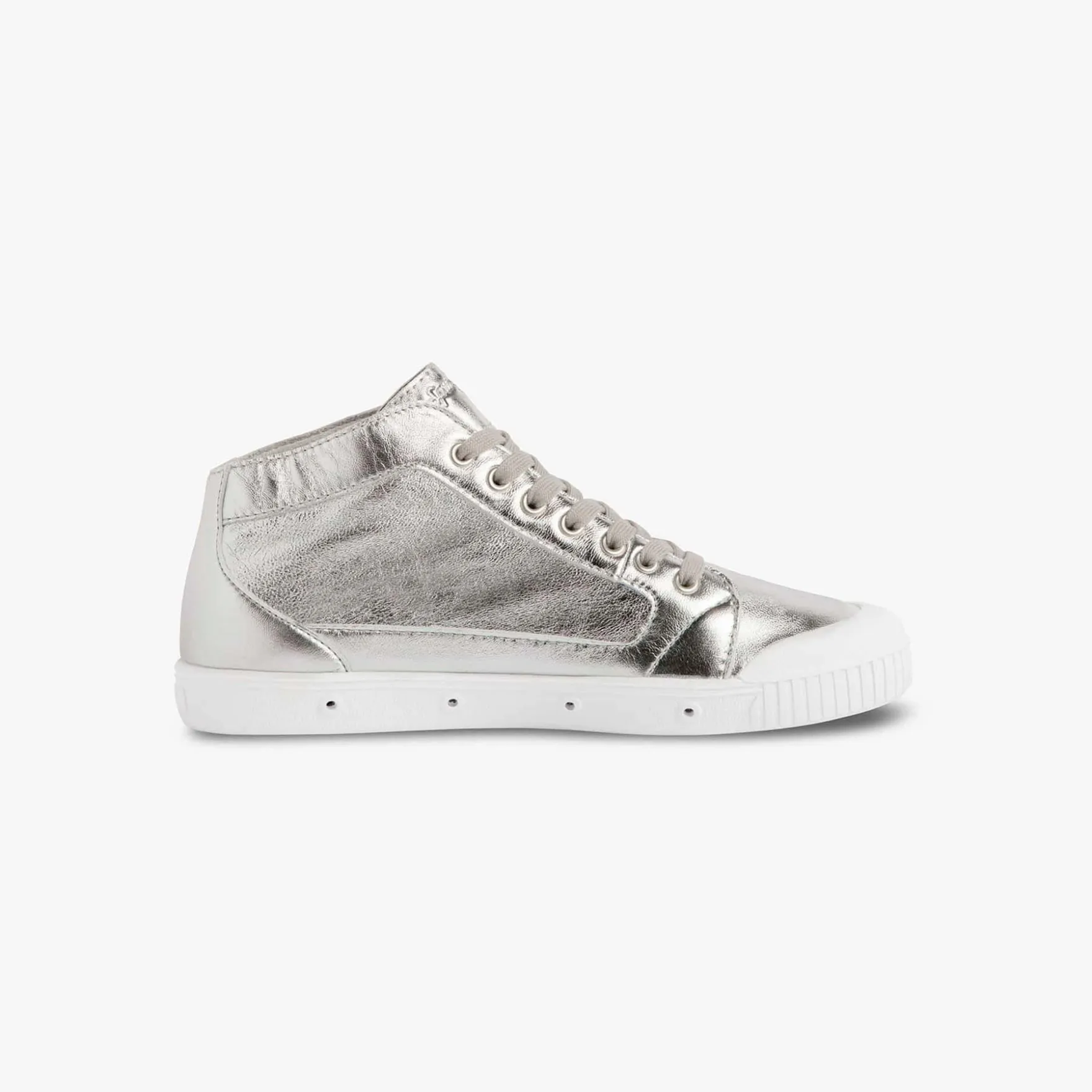La basket gris métallisé en cuir de Spring Court
