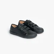 low top black leather sneakers