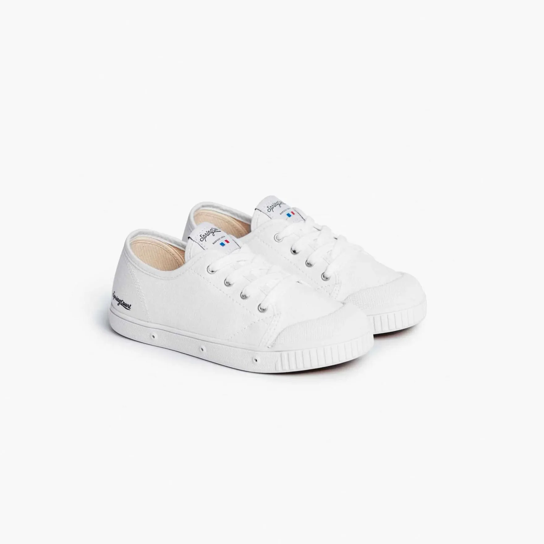 low top white spring court sneakers