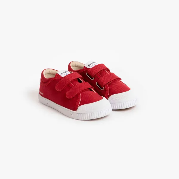 children's sneakers in red cotton
