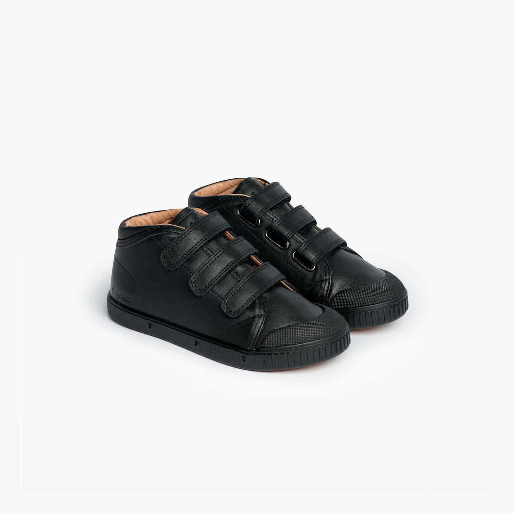 Basket montante enfant en cuir noir Spring Court