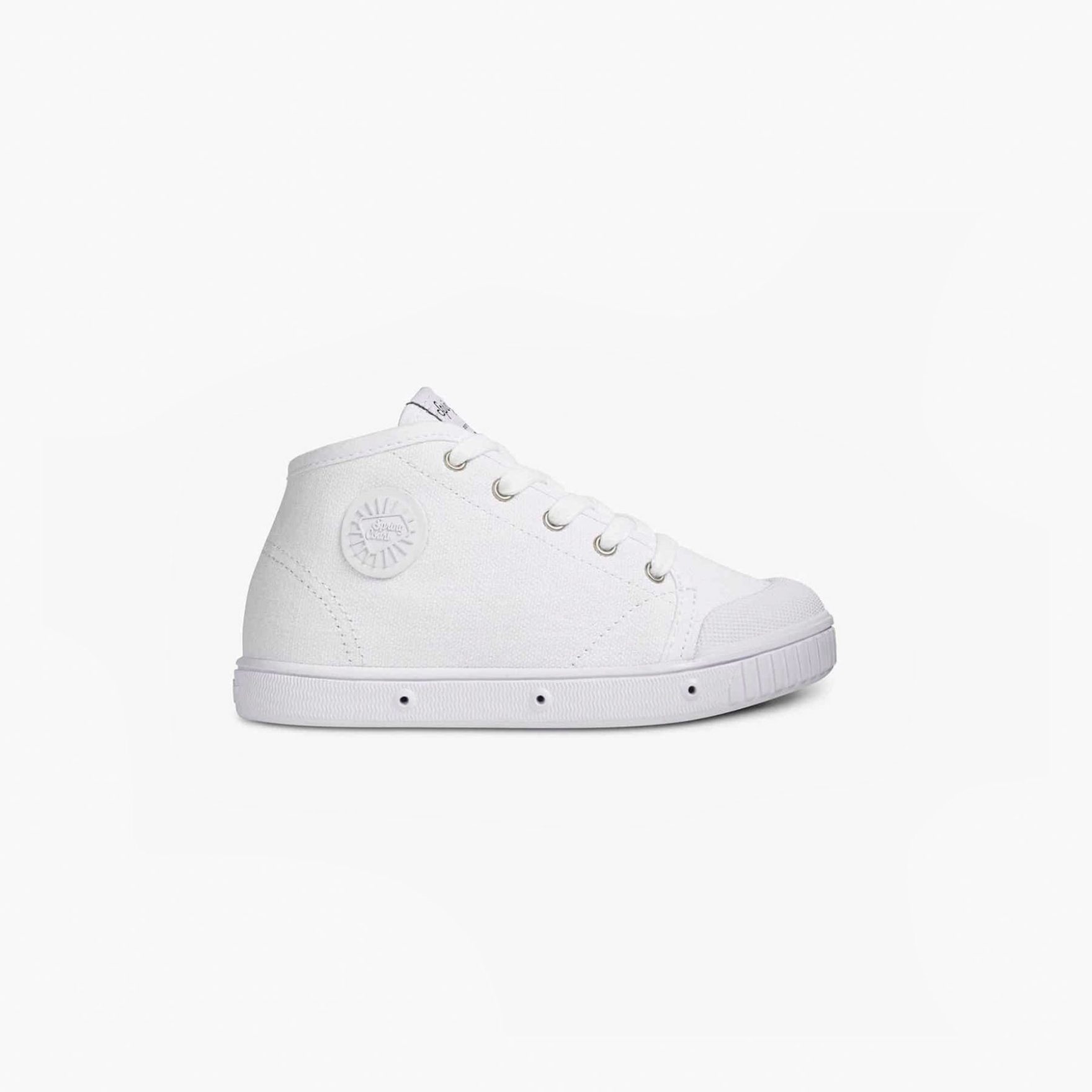 Children s white canvas high top trainer Spring Court