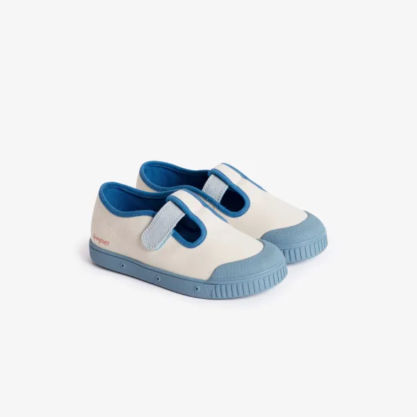 chaussure enfant blanche et bleu